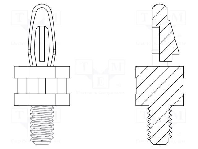 PCB distance; polyamide 66; L: 9.5mm; screwed rod,snap fastener DREMEC DR8G504V40305