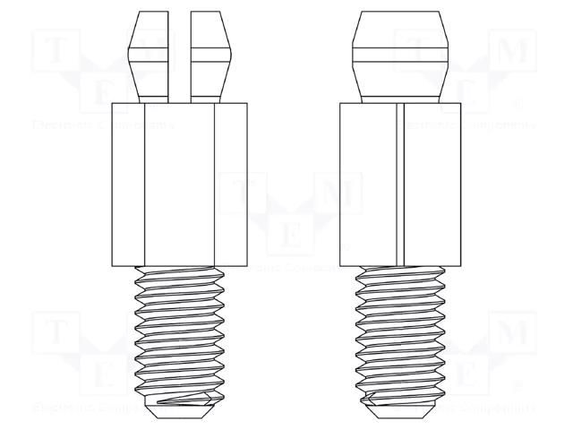 PCB distance; polyamide 66; L: 22.2mm; screwed rod,snap fastener DREMEC DR8G507V42240