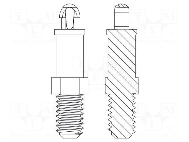 PCB distance; polyamide 66; L: 3.2mm; screwed rod,snap fastener DREMEC DR8G506V41233