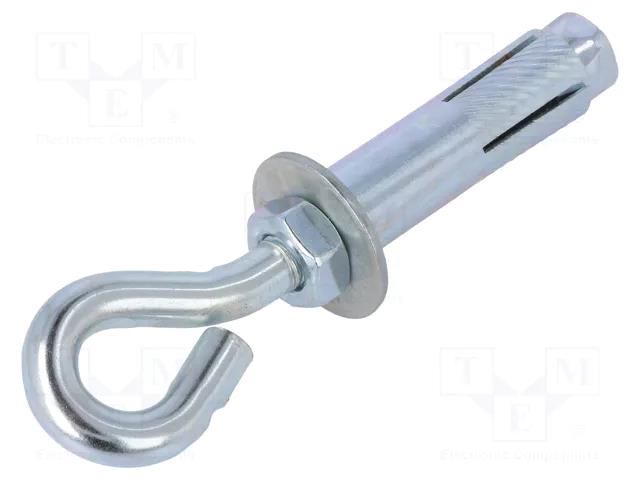 Hook; ring,with a anchor; steel; zinc; Thread len: 72mm DROMET D-OHR10120