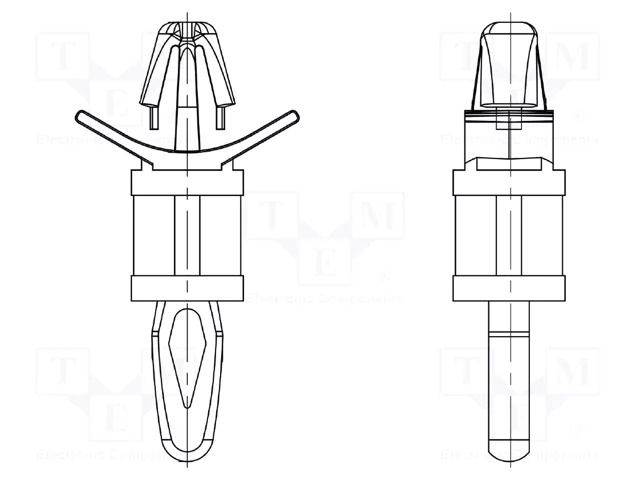 PCB distance; polyamide; L: 6.4mm; snap fastener; natural DREMEC DR8G813V40375