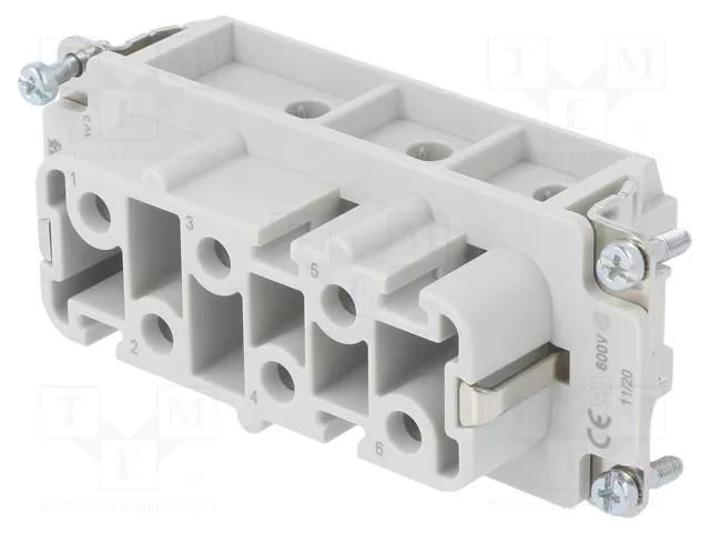 Connector: rectangular; female; PIN: 6; 41A; 400V; 6+PE; size B16 PHOENIX CONTACT HC-HS06-I-UT-F