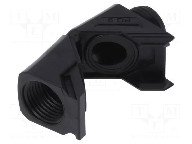 Connector; angular; PG9; PG9; IP68; polyamide; black; Snap Elbow HUMMEL HUMMEL-1315090111