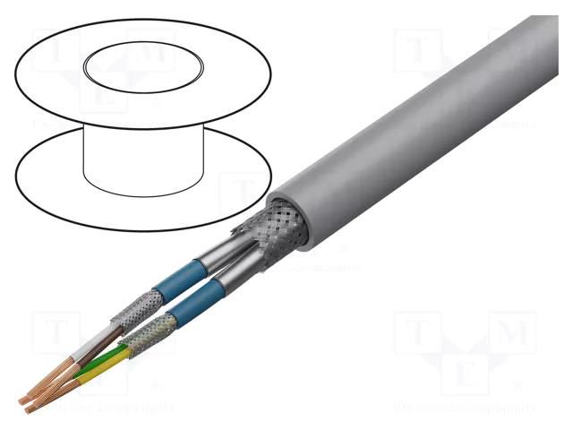 Wire; LiYCY-CY; 2x2x0.25mm2; PVC; grey; 500V; flame retardant HELUKABEL LIYCYCY2X2X0.25