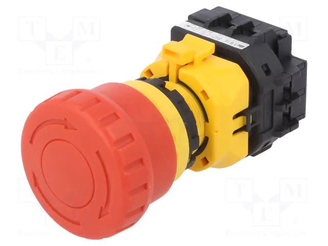 Switch: emergency stop; 22mm; NC; red; IP65; mushroom; XW; Pos: 2 IDEC XW1E-BV401MFR