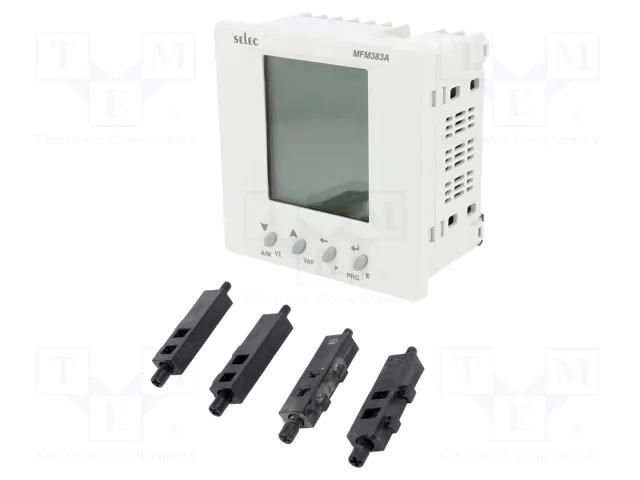 Meter: network parameters; on panel; digital,mounting; LCD SELEC MFM383A-C-CE