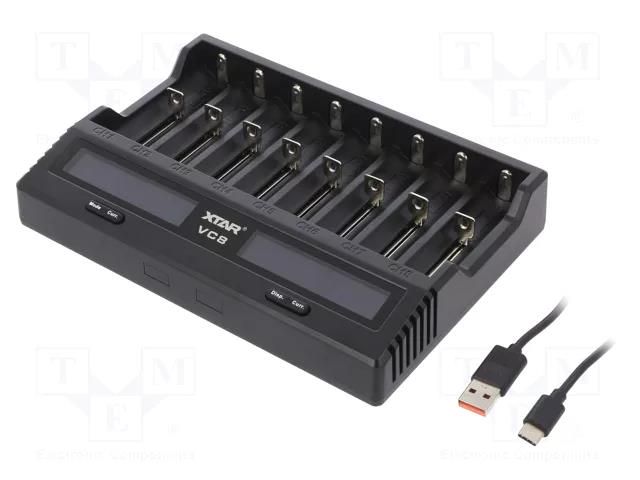 Charger: for rechargeable batteries; Li-Ion,Ni-Cd,Ni-MH XTAR XTAR-VC8