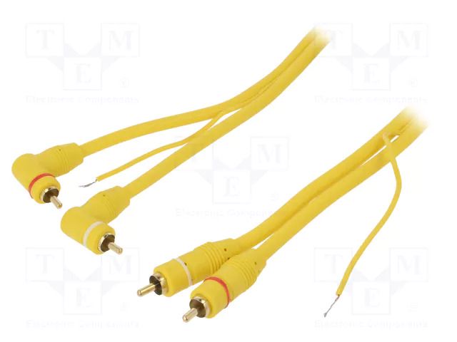 Cable; RCA plug x2,RCA plug x2 angled,control; 5m; yellow 4CARMEDIA RCA-HQ2.500.1