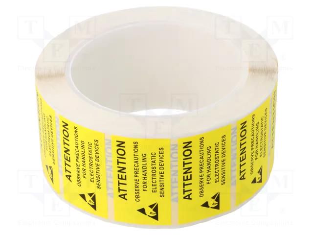 Self-adhesive label; ESD; 25x45mm; 1000pcs; reel; yellow-black STATICTEC PRT-STL2545