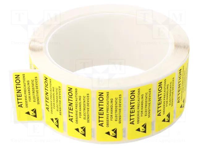 Self-adhesive label; ESD; 16x38mm; 1000pcs; reel; yellow-black STATICTEC PRT-STL1638