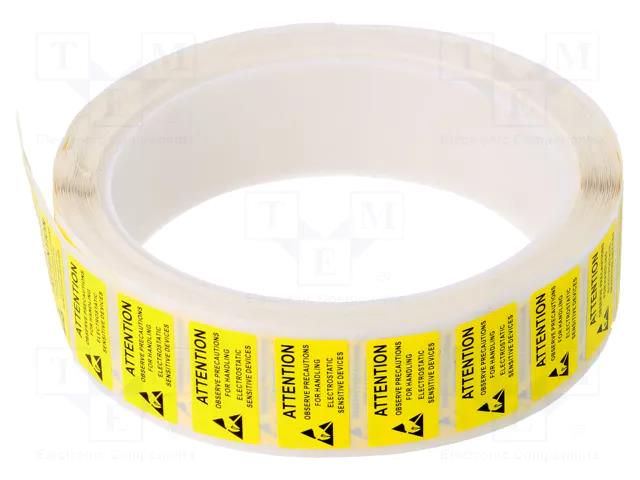 Self-adhesive label; ESD; 12x22mm; 1000pcs; reel; yellow-black STATICTEC PRT-STL1222