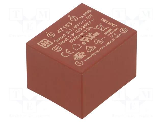 Converter: AC/DC; 5W; Uin: 85÷265VAC,120÷370VDC; Uout: 9VDC; 72% MYRRA MYRRA-47153