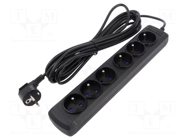 Plug socket strip: supply; Sockets: 6; 250VAC; 10A; black ARMAC ARCOLOR6/50/CZ
