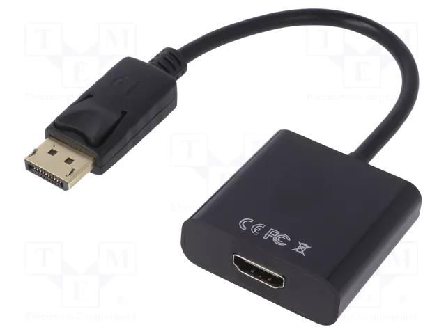 Adapter; DisplayPort plug,HDMI socket; 0.15m; black AKYGA AK-AD-11