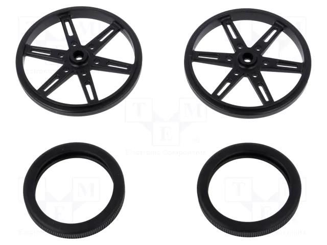Wheel; black; push-in,screw; Ø: 70mm; Shaft dia: 5.8mm; W: 8mm; 2pcs. POLOLU POLOLU-4925