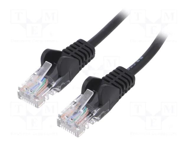 Patch cord; RJ45 plug,both sides; U/UTP; 5e; stranded; CCA; PVC Goobay U/UTP5-CCA-200BK