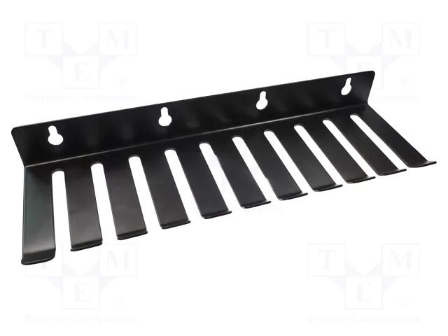 Hanger for test leads; Number of slots: 10; steel; L: 280mm; black CLIFF CP37010