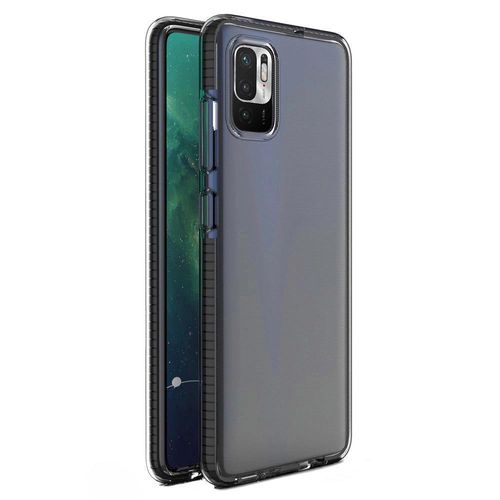 Spring Case clear TPU gel protective cover with colorful frame for Xiaomi Redmi Note 10 5G / Poco M3 Pro black, Hurtel 5907769334795 5907769334795