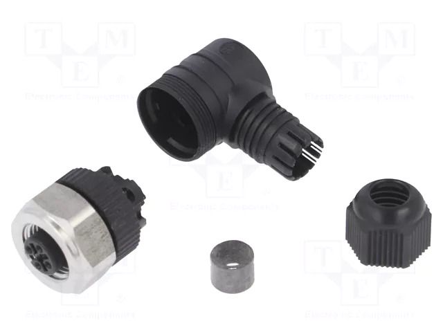 Connector: M12; plug; PIN: 4; female; angled 90°; IP67; for cable LUMBERG AUTOMATION RKCWN4/7