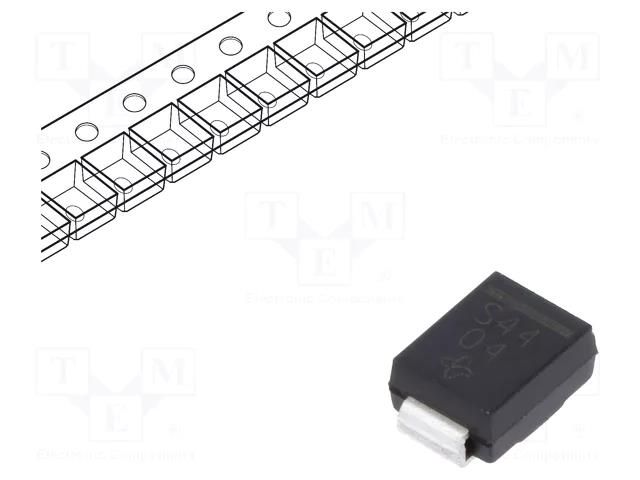 Diode: Schottky rectifying; SMB; SMD; 40V; 4A; 7 inch reel; 750pcs. VISHAY SSB44-E3/52T