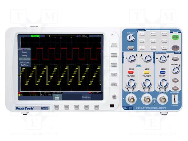 Oscilloscope: digital; Ch: 2; 100MHz; 1Gsps; 10Mpts; LCD TFT 8" PEAKTECH PKT-P1255