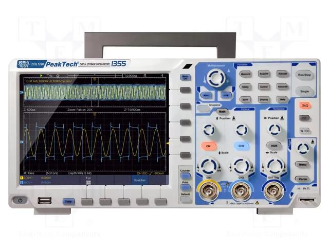 Oscilloscope: digital; Ch: 2; 60MHz; 1Gsps; 40Mpts; LCD TFT 8"; 24W PEAKTECH PKT-P1355