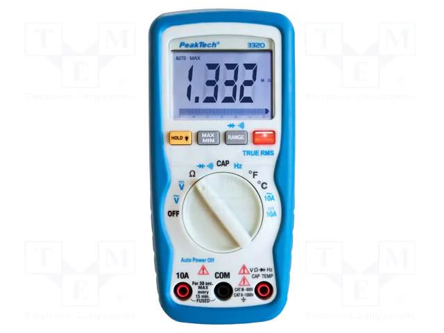 Digital multimeter; LCD; 3,83 digit (6000); VAC: 6V,60V,600V,1kV PEAKTECH PKT-P3320