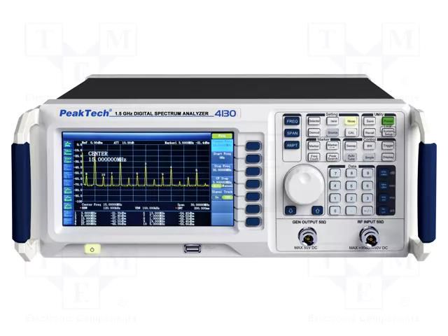 Spectrum analyzer; Band: 10MHz÷1.5GHz; In.imp: 50Ω; 9kHz÷1.5GHz PEAKTECH PKT-P4130-1