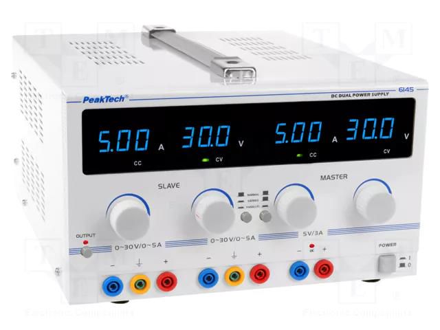 Power supply: laboratory; adjustable,multi-channel; 0÷30VDC PEAKTECH PKT-P6145