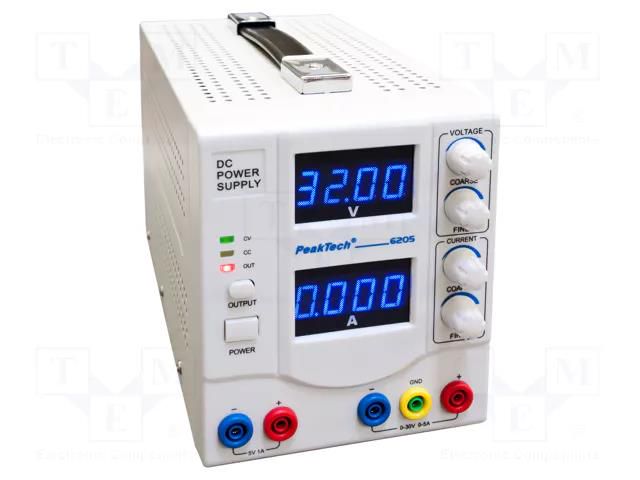 Power supply: laboratory; single-channel,linear,adjustable PEAKTECH PKT-P6205