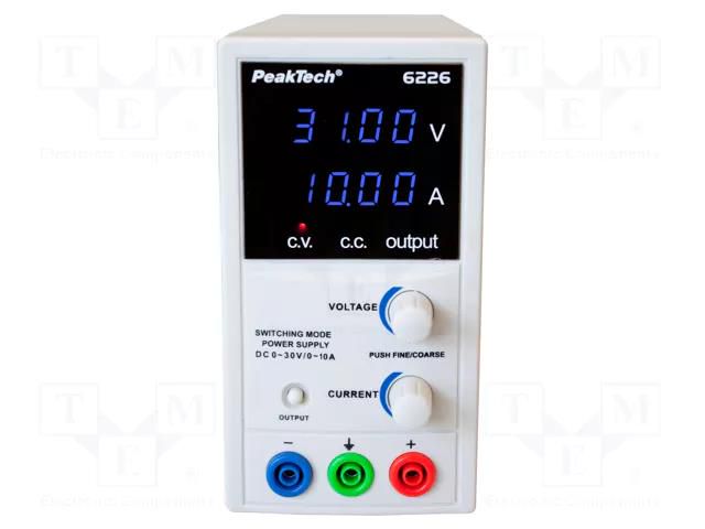 Power supply: laboratory; switching,single-channel; 0÷30VDC PEAKTECH PKT-P6226