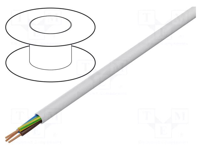 Wire; H05VV-F,OWY; 3G1mm2; round; stranded; Cu; PVC; white; Class: 5 MANEX OWY-3X1.0WH