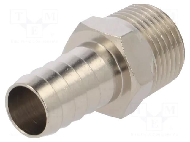 Threaded fitting; connector pipe; nickel plated brass; 12mm PNEUMAT 3040-12-3/8