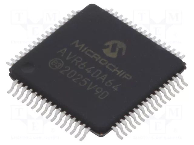IC: AVR microcontroller; TQFP64; 1.8÷5.5VDC; Cmp: 3; AVR64; AVR-DA MICROCHIP TECHNOLOGY AVR64DA64-I/PT