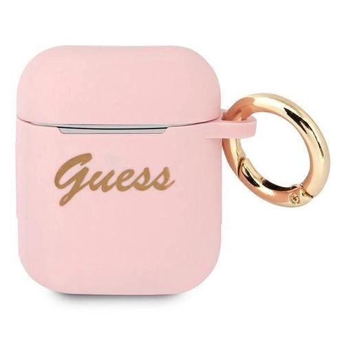 Guess GUA2SSSI AirPods cover pink/pink Silicone Vintage Script, Guess 3666339009991 3666339009991