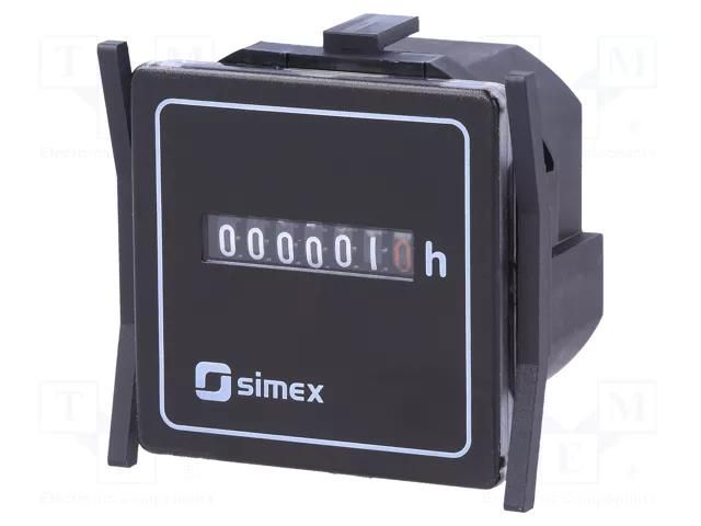 Counter: electromechanical; working time; Usup: 10÷80VDC; IP65 SIMEX SLC-46G10-80VDC001