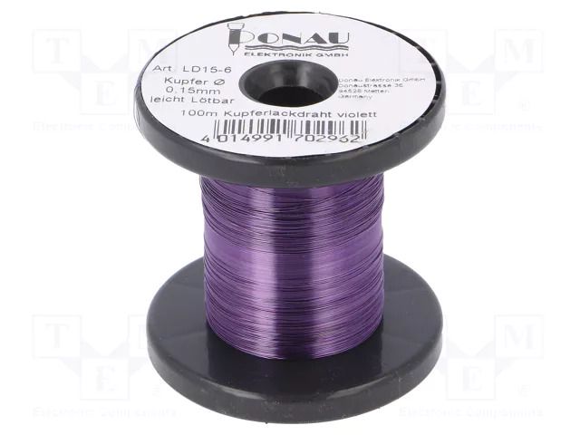 Silver plated copper wires; 0.15mm; violet; Cu,silver plated DONAU ELEKTRONIK D-LD15-6
