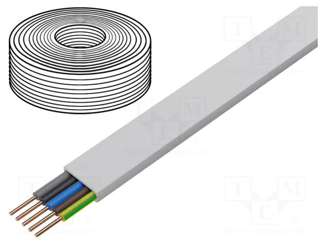 Wire; YDY; 5G2.5mm2; flat; wire; Cu; PVC; white; 450V,750V; 100m  YDYP5X2.5