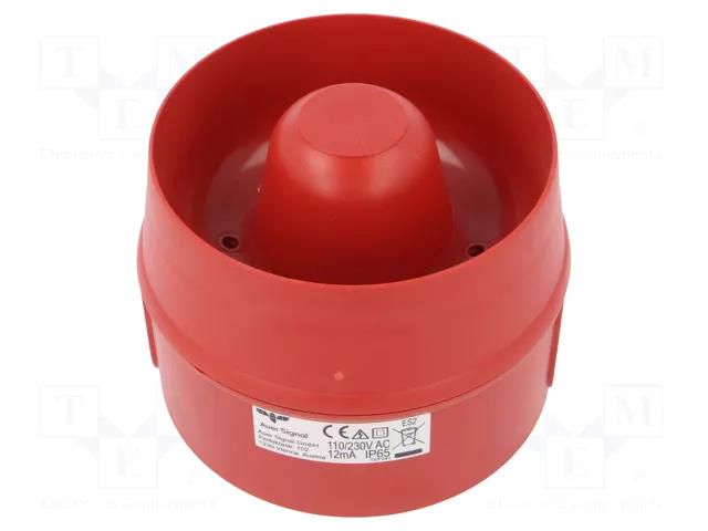 Signaller: sound; siren; 230VAC; 107dB; ES2; IP65; red; Ø105x84mm AUER SIGNAL C115600113