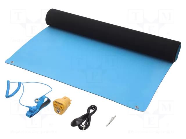 Mat: table set; ESD; L: 0.9m; W: 0.6m; Thk: 2mm; blue (bright) STATICTEC PRT-STW424015