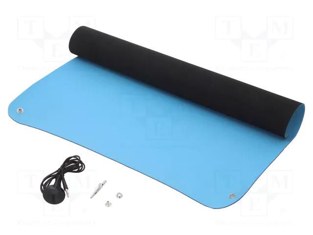 Mat: bench; ESD; blue (bright); L: 0.6m; Width: 0.6m; Thick: 2mm STATICTEC PRT-STW424020