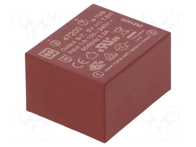 Converter: AC/DC; 7.5W; Uin: 85÷265VAC,120÷370VDC; Uout: 5VDC; 77% MYRRA MYRRA-47200