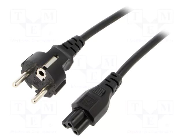 Cable; 3x0.75mm2; CEE 7/7 (E/F) plug,IEC C5 female; PVC; 1.8m SUNNY SUNNY-C5E18