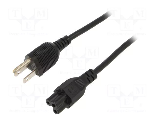 Cable; 3x0.75mm2; IEC C5 female,NEMA 5-15 (B) plug; PVC; 1.8m SUNNY SUNNY-C5U18