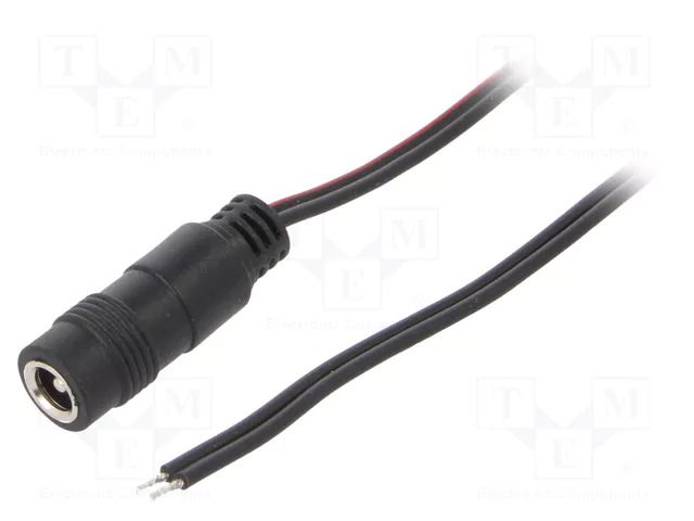 Cable; 2x0.5mm2; wires,DC 5,5/2,1 socket; straight; black; 0.8m SUNNY ECJ08F2155STST