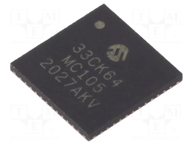IC: dsPIC microcontroller; 64kB; 8kBSRAM; UQFN48; DSPIC; 0.4mm MICROCHIP TECHNOLOGY 33CK64MC105-I/M4