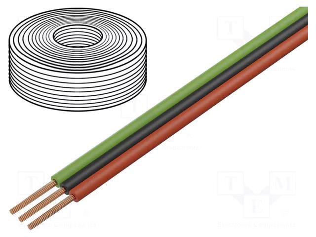 Wire: ribbon; FBK Toy; 3x0.25mm2; stranded; Cu; PVC; red,blue,green DONAU ELEKTRONIK D-325-014-25