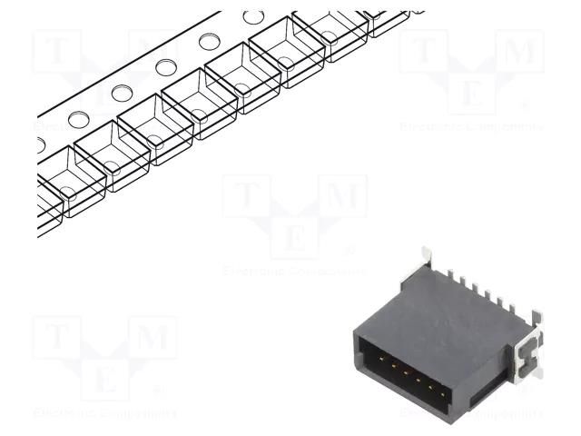 Connector: PCB to PCB; male; PIN: 12; 1.27mm; -55÷125°C; UL94V-0 ADAM TECH ESMCM12SGSSMTCPPT