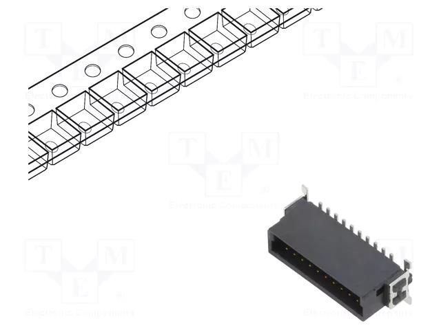 Connector: PCB to PCB; male; PIN: 20; 1.27mm; -55÷125°C; UL94V-0 ADAM TECH ESMCM20SGSSMTAPPT