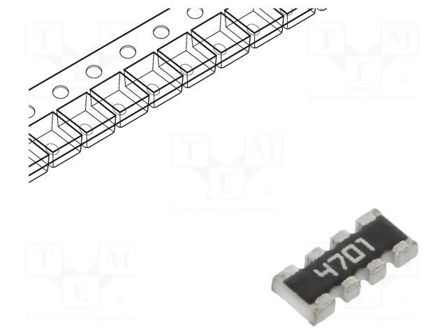 Resistor network: Y; ±1%; 4.7kΩ; No.of resistors: 4; -55÷155°C YAGEO YC164-FR-074K7L
